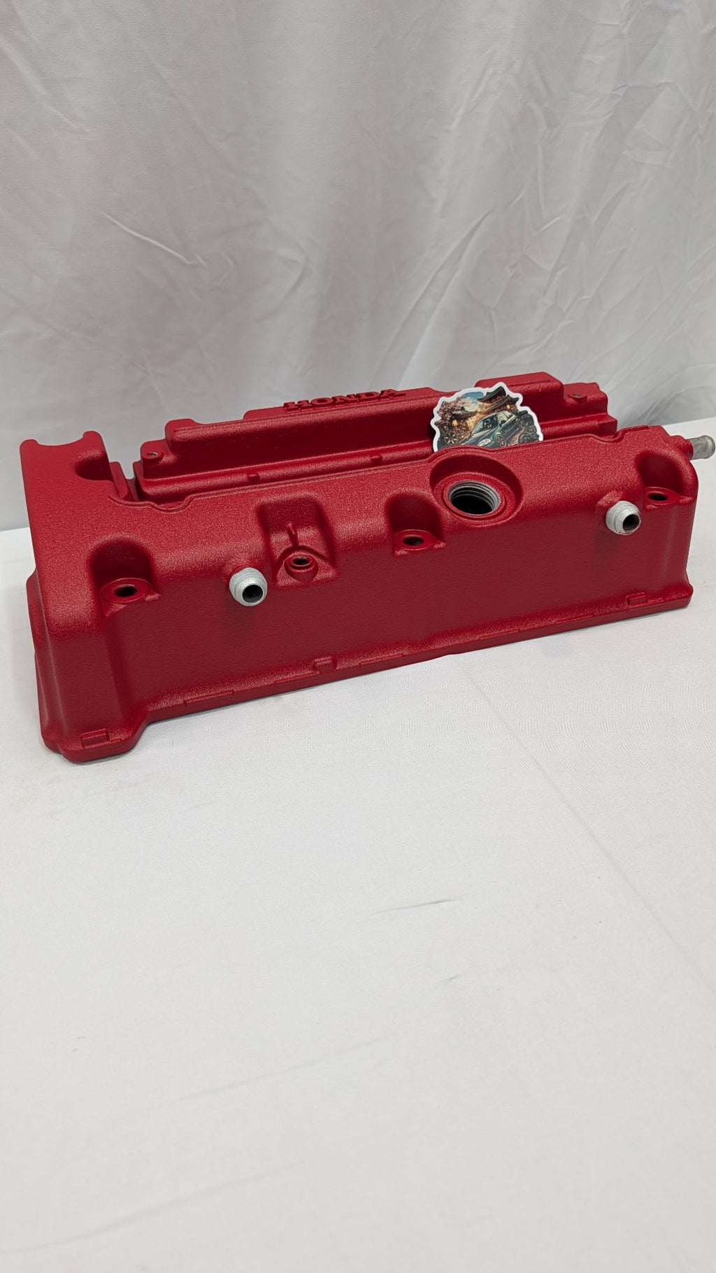Custom Wrinkle Red K24Z / R40 Valve Cover with Welded -10AN Bungs
