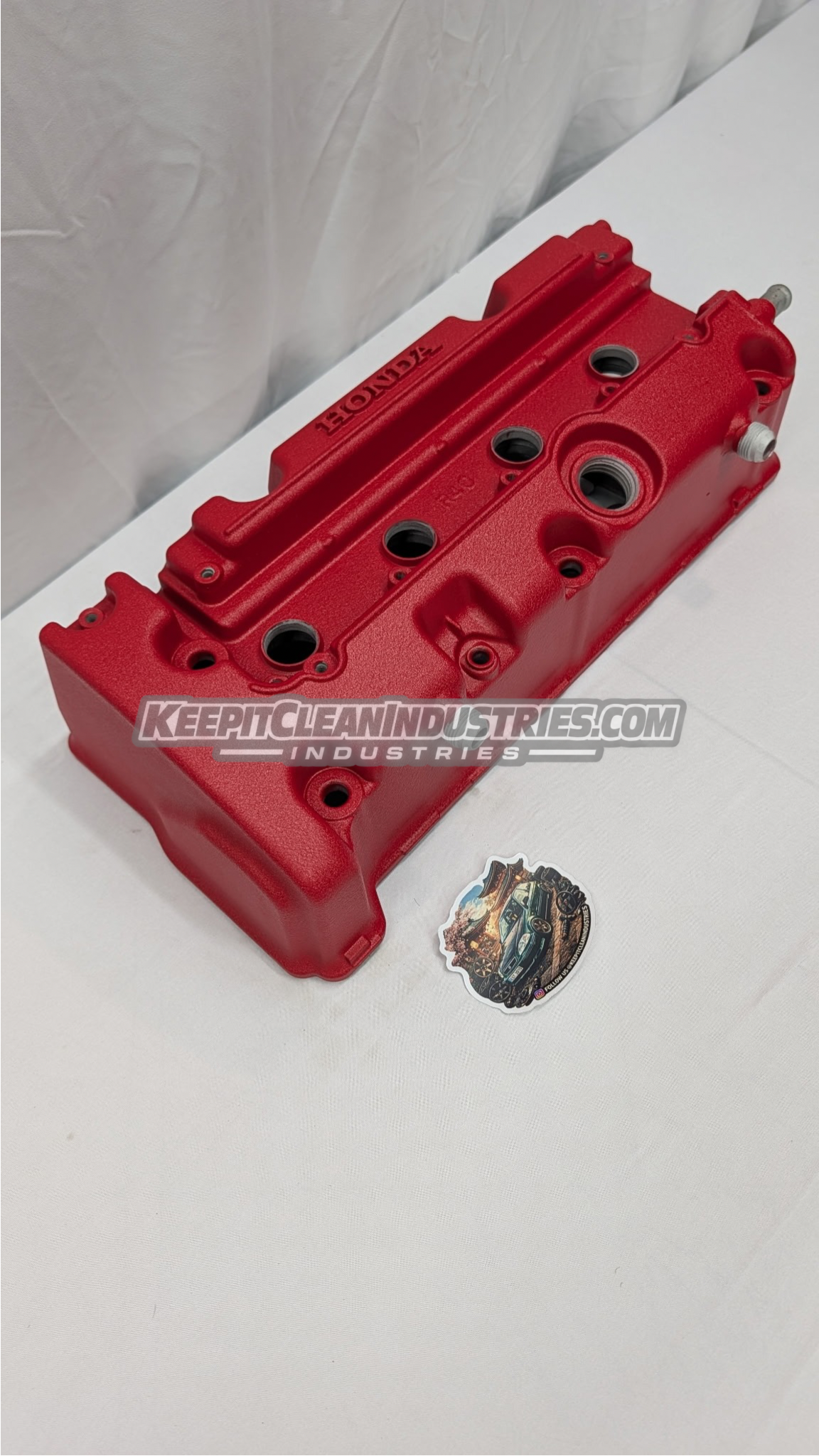Custom Wrinkle Red K24Z / R40 Valve Cover with Welded -10AN Bungs